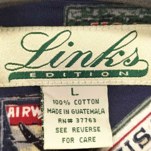 Links Edition リンクスエディション 総柄 半袖 ポロシャツ メンズ import:L