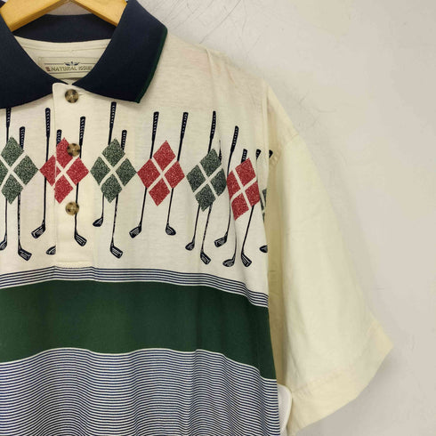 ナチュラルイシュー NATURAL ISSUE 総柄 半袖 ポロシャツ メンズ import:L
