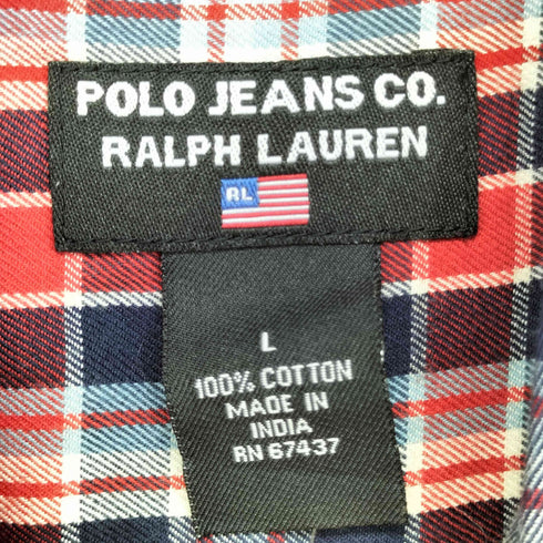 ポロジーンズカンパニーラルフローレン POLO JEANS COMPANY RALPH LAUREN 90-00s コットン 長袖 チェックシャツ メンズ import:L