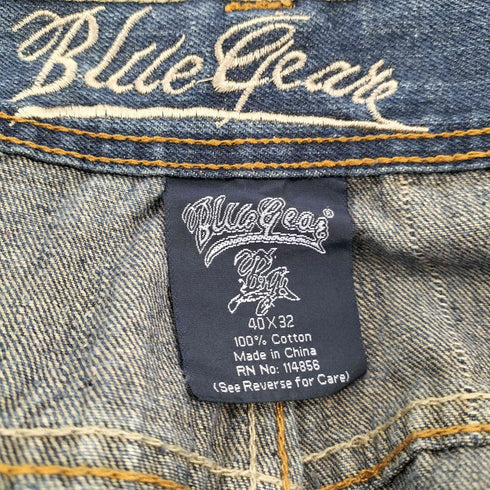 90-00S BLUE GEAR バギー ワイド テーパード デニム パンツ B系 極太 メンズ 40×32