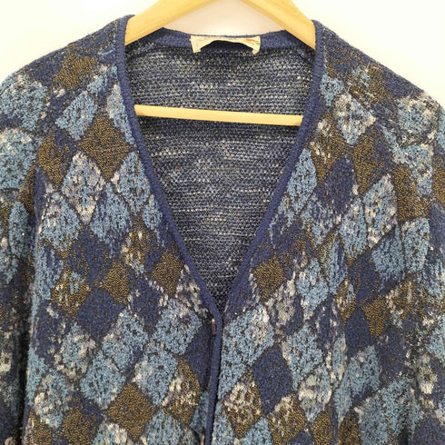 ミッソーニスポーツ MISSONI SPORTS イタリア製 フロントポケットジャガードアーガイルカーディガン レディース
