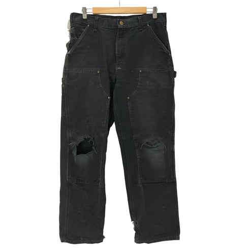 カーハート Carhartt 00S OLD Black Double Knee Painter Pants メキシコ製 ダブルニー ペインター パンツ エイジング ダメージ 襤褸 ボロ メンズ 34×32