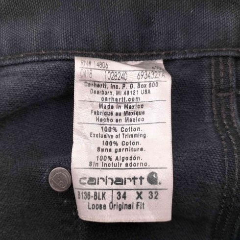 カーハート Carhartt 00S OLD Black Double Knee Painter Pants メキシコ製 ダブルニー ペインター パンツ エイジング ダメージ 襤褸 ボロ メンズ 34×32