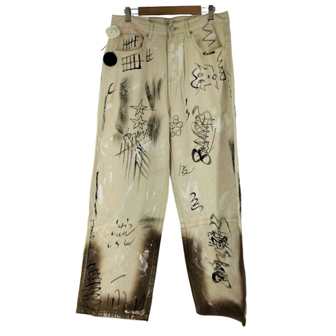Denim Garments 落書き ペイン度加工 ワイドパンツ メンズ JPN:L