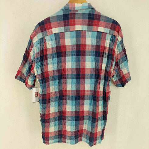 シナコバ SINA COVA 90s-00s シワ加工 オープンカラー 半袖 チェック シャツ メンズ L