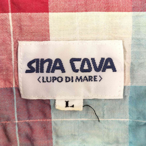 シナコバ SINA COVA 90s-00s シワ加工 オープンカラー 半袖 チェック シャツ メンズ L