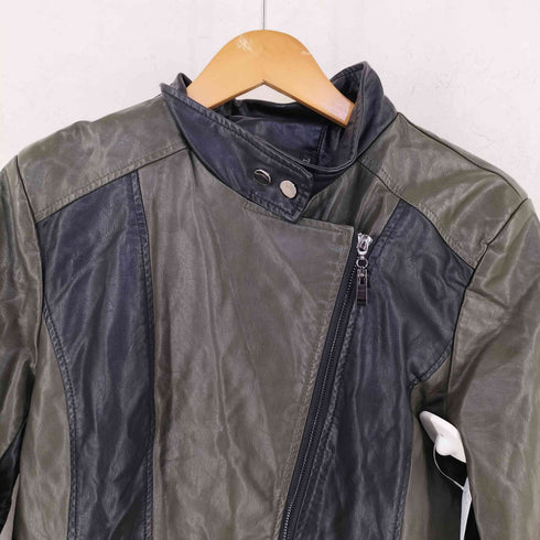 carefreeland バイカラー レザー コート レディース 5XL