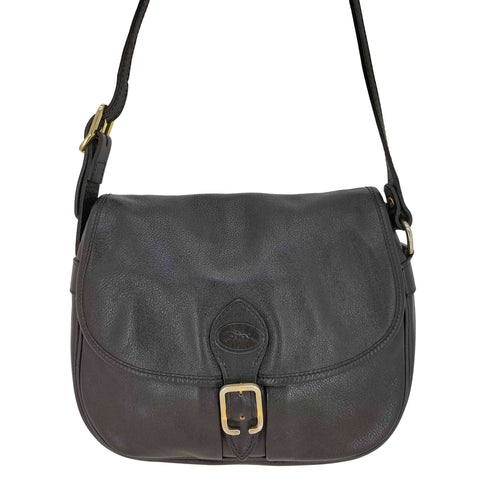 ロンシャン LONGCHAMP レザー ロゴ型押し フラップ ショルダーバッグ レディース