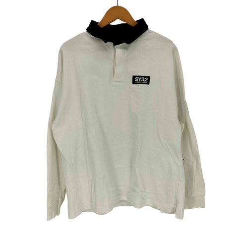 エスワイサーティトゥー SY32 by SWEET YEARS ロゴワッペン バック刺繍 ロゴパッチ L/S ポロシャツ メンズ import:L