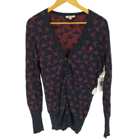 ヴィヴィアンウエストウッドレッドレーベル Vivienne Westwood RED LABEL CHOICE オーブ刺繍 総柄Vネックカーディガン レディース JPN:3