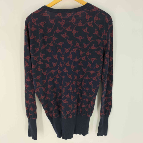 ヴィヴィアンウエストウッドレッドレーベル Vivienne Westwood RED LABEL CHOICE オーブ刺繍 総柄Vネックカーディガン レディース JPN:3