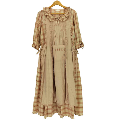 ピンクハウス PINK HOUSE 24SS エプロン付きオリジナルチェックワンピース レディース