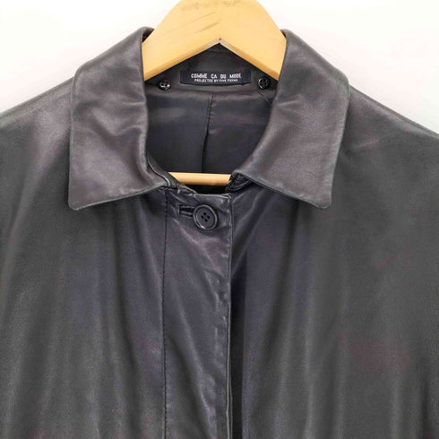 コムサデモード COMME CA DU MODE ラムレザー スタンドカラーロングコート メンズ import:M