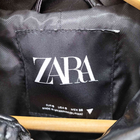 ザラ ZARA クロップド フェイクレザー ブルゾン エポレット レディース import:S