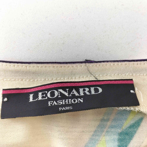 レオナール LEONARD ウール100 宝石柄 長袖 カーディガン レディース M