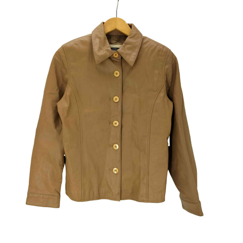 90S OLD genuine lamb leather 本革 羊革 クロップド オール リアル ラム レザー ジャケット レディース