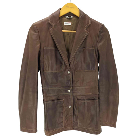 マックスアンドコー MAX&CO. MADE IN ITALY Cow Leather イタリア製 本革 牛革 オール カウレザー カバーオール ジャケット レディース EUR:40