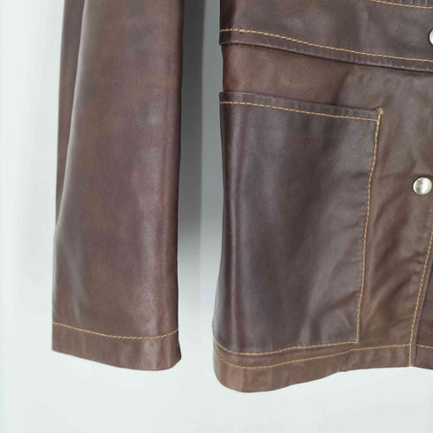 マックスアンドコー MAX&CO. MADE IN ITALY Cow Leather イタリア製 本革 牛革 オール カウレザー カバーオール ジャケット レディース EUR:40