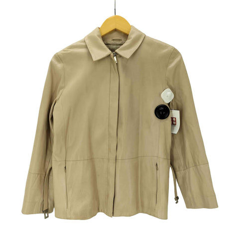 エスマックスマーラ S Max Mara MADE IN ITALY genuine lamb leather イタリア製 本革 オール リアル ラム レザー スポーツ ジャケット スウィングトップ ブルゾン LAMPO ジップ レディース EUR:40