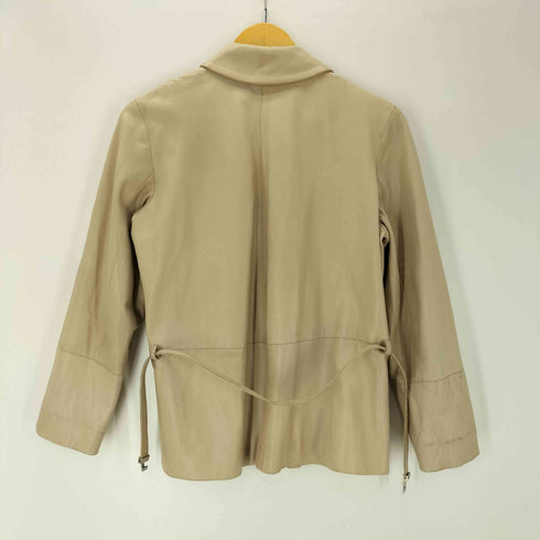 エスマックスマーラ S Max Mara MADE IN ITALY genuine lamb leather イタリア製 本革 オール リアル ラム レザー スポーツ ジャケット スウィングトップ ブルゾン LAMPO ジップ レディース EUR:40