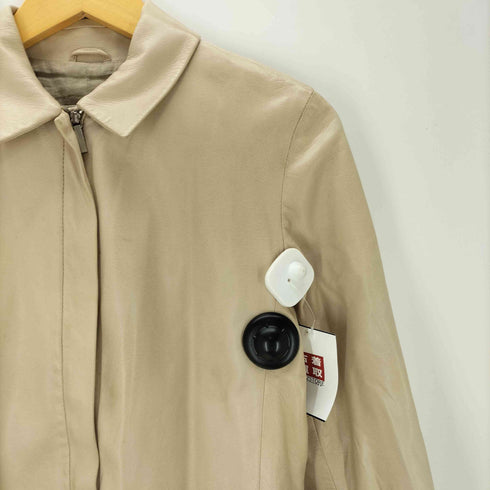 エスマックスマーラ S Max Mara MADE IN ITALY genuine lamb leather イタリア製 本革 オール リアル ラム レザー スポーツ ジャケット スウィングトップ ブルゾン LAMPO ジップ レディース EUR:40