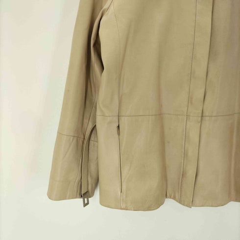 エスマックスマーラ S Max Mara MADE IN ITALY genuine lamb leather イタリア製 本革 オール リアル ラム レザー スポーツ ジャケット スウィングトップ ブルゾン LAMPO ジップ レディース EUR:40