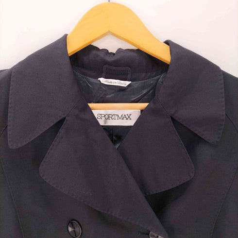 スポーツマックス SPORTMAX by Max Mara 90S OLD MADE IN ITALY Napoleon イタリア製 白タグ バージン ウール ダブル ナポレオン バルマカーン ステンカラー ロング コート ブラック Y2K レディース EUR:42
