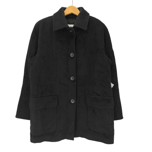 マックスマーラ MAX MARA MADE IN ITALY Cashmere Wool イタリア製 白タグ カシミア バージン ウール バルマカーン ステンカラー ロング コート ブラック レディース EUR:40