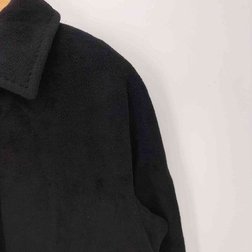 マックスマーラ MAX MARA MADE IN ITALY Cashmere Wool イタリア製 白タグ カシミア バージン ウール バルマカーン ステンカラー ロング コート ブラック レディース EUR:40