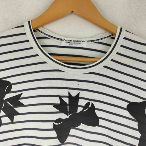 ローブドシャンブルコムデギャルソン robe de chambre COMME des GARCONS ボーダーリボンプリント半袖Tシャツ レディース