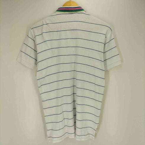 ポロバイラルフローレン Polo by RALPH LAUREN 90s ポニー刺繍 ボーダー 襟ライン コットン 半袖 ポロシャツ メンズ import:M