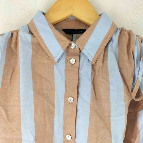 ザラ ZARA ドローストリングスデザイン ストライプ ノースリーブ シャツ レディース import:XS