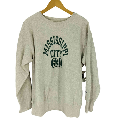 チャンピオン Champion 青単タグ 復刻 REVERSE WEAVE MISSISSIPPI CITY プリント スウェット メンズ import:XL
