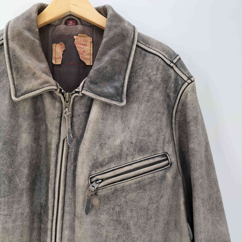 リーバイス Levis 80-90S OLD cowhide ヴィンテージ エイジング フェード ジップアップ 牛革 カウハイド シングル レザー ジャケット メンズ import:XL