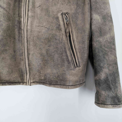 リーバイス Levis 80-90S OLD cowhide ヴィンテージ エイジング フェード ジップアップ 牛革 カウハイド シングル レザー ジャケット メンズ import:XL