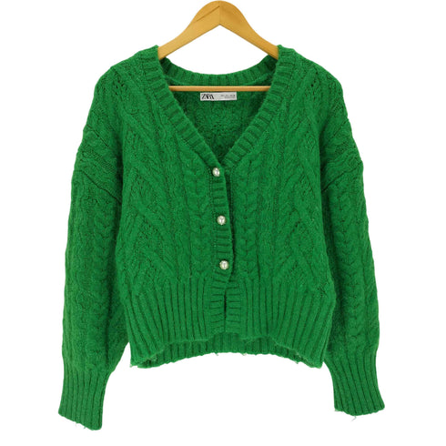 ザラ ZARA ケーブルニットカーディガン レディース L