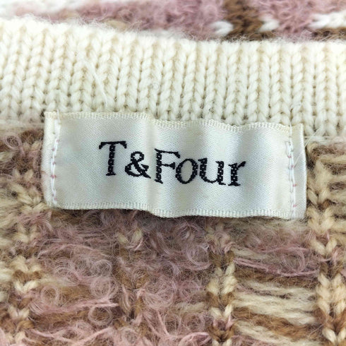 T&Four ティーアンドフォー チェック柄 ニットジャケット スカート セットアップ レディース