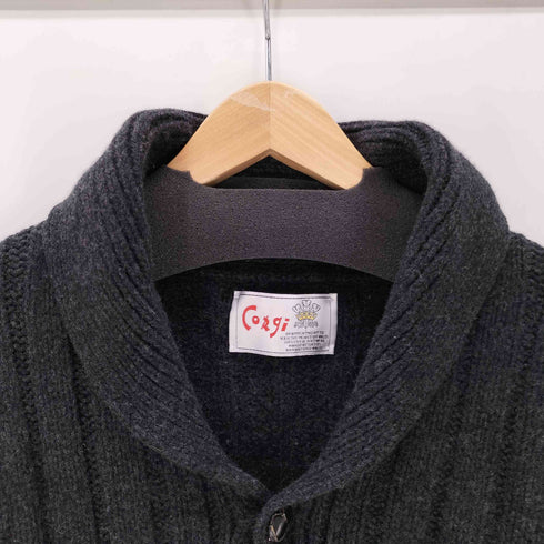 Corgi MADE IN U.K KINGDAM コーギー 英国製 ウール ニット ショールカラー カーディガン 肉厚 クルミボタン メンズ import:M
