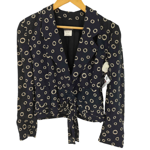 ジョルジオアルマーニ Giorgio Armani 黒タグ リング ドット柄 総柄 シルク テーラードジャケット レディース EUR:38