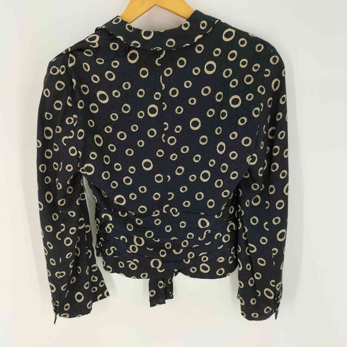 ジョルジオアルマーニ Giorgio Armani 黒タグ リング ドット柄 総柄 シルク テーラードジャケット レディース EUR:38