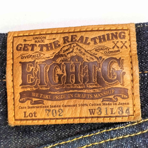 EIGHT-G 男デニム第二弾 17oz 702-WA 赤耳 セルビッチ ボタンフライ ワンウォッシュ ストレート デニム メンズ W31L34