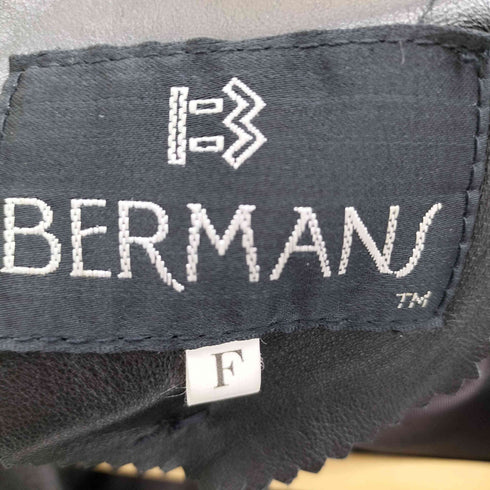 90S BERMANS ショールタック 切替 2B セミロング レザー シングルブレストコート レディース F