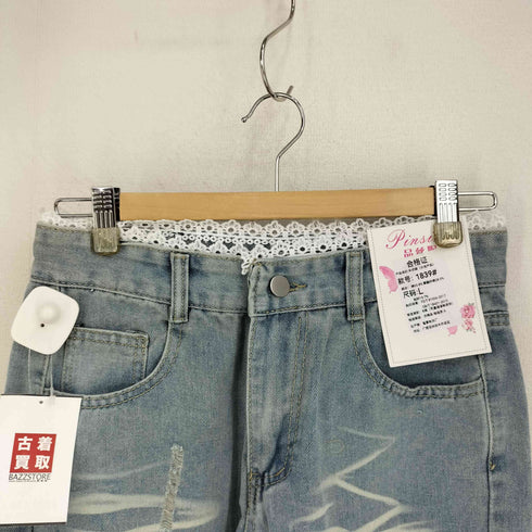 ウエストフリルダメージ加工ブーツカットデニムパンツ レディース JPN:L