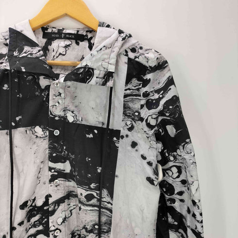 ノーアイディーブラック NO ID.BLACK 21AW Liquid Print Hooded Shirt リキッド プリント フーデッド シャツ 総柄 メンズ JPN:2