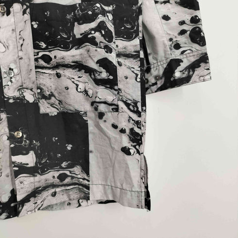 ノーアイディーブラック NO ID.BLACK 21AW Liquid Print Hooded Shirt リキッド プリント フーデッド シャツ 総柄 メンズ JPN:2