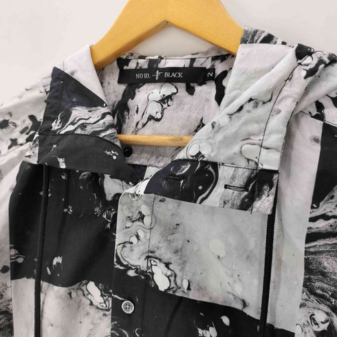 ノーアイディーブラック NO ID.BLACK 21AW Liquid Print Hooded Shirt リキッド プリント フーデッド シャツ 総柄 メンズ JPN:2