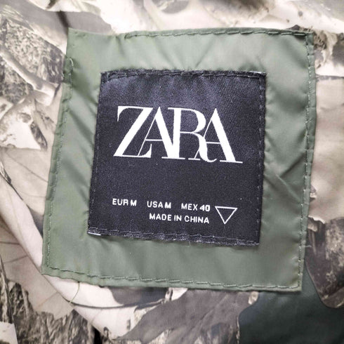 ザラ ZARA dnwr. DOWN JACKET 裏地 迷彩 カモフラ マルチポケット パデット ダウン ジャケット メンズ import:M
