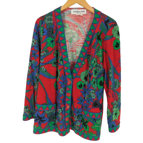 AVERARDO BESSI アヴェラルドベッシ イタリア製 ウール100 花柄 カーディガン レディース 8