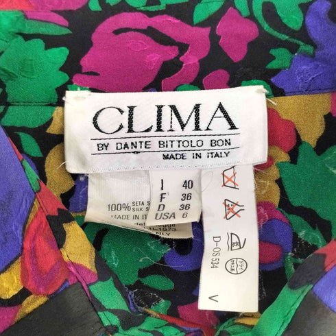 CLIMA シルク100 総柄 長袖 ワンピース レディース 40