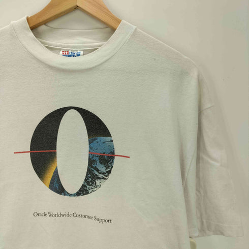 ヘインズ Hanes 90S BEEFY-T ボディ USA製 IT 企業 ロゴ 両面 プリント Tシャツ 裾袖 シングル メンズ import:L